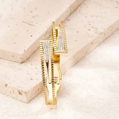 1 Piece Intricate Series Classic Rectangular Stainless Steel Gold Color Women's Bangles h5 Picture5