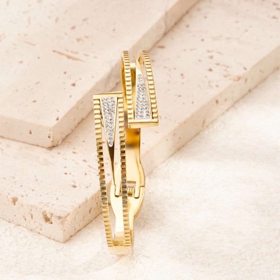 1 Piece Intricate Series Classic Rectangular Stainless Steel Gold Color Women's Bangles Picture5