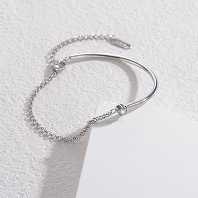 Bracelet à breloques géométrique naturel en acier inoxydable plaqué or 18 carats et zircon pour femme, série simple, 1 pièce h5 Image3