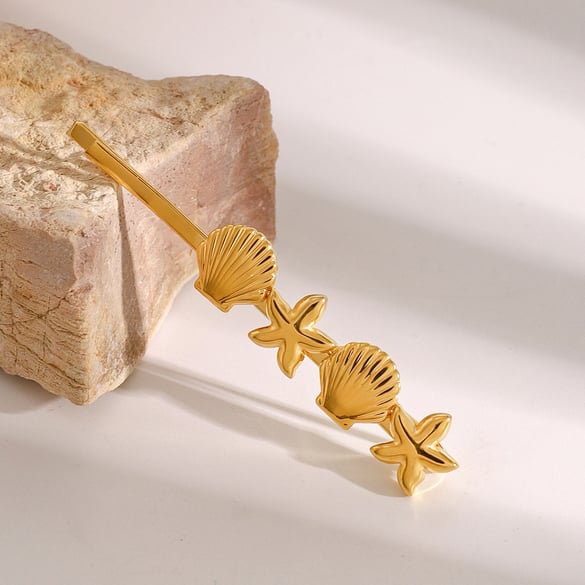 1 Pair Simple Series ins style Turtle Stainless Steel 18K Gold Plated Women Hair Clips