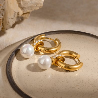 1 Pair Classic Series Retro Geometric Stainless Steel 18K Gold Plated Rhinestone Women Drop Earrings h5 Picture4