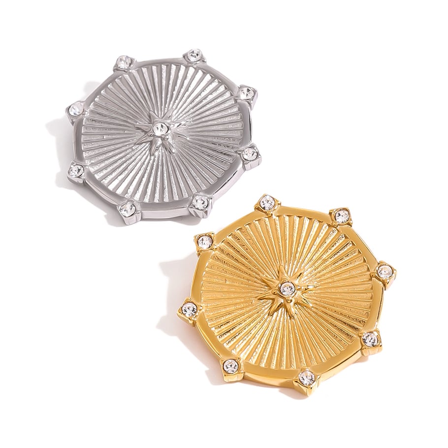 1 Paar Klassische Serie Retro Geometrische Edelstahl 18K Vergoldet Strass Frauen Broschen Bild5