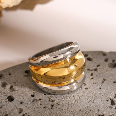 1 Pair Simple Series Simple Geometric Stainless Steel 18K Gold Plated Women Single Ring h5 Picture4