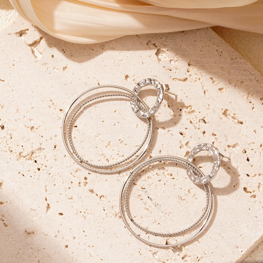 1 Pair Delicate Series Daily Circle Stainless Steel Gold Color Women's Drop Earrings Picture5