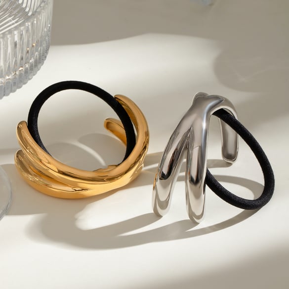 1 Pair Simple Series Casual Solid Color Stainless Steel 18K Gold Plated Women Hair Clips