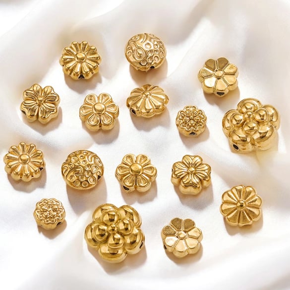 1 Pair Retro Flower 18K Gold Plated Women Pendants