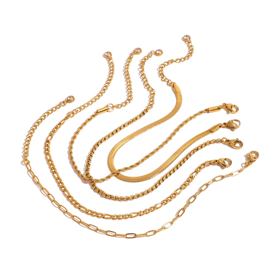 1 Piece Simple Series Europe and America line Stainless Steel 18K Gold Plated Women Chain Bracelets Picture6