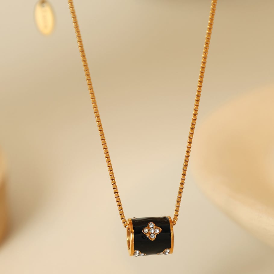 1 Piece Classic Series Retro Flower Stainless Steel 18K Gold Plated Rhinestone Women Pendant Necklaces Picture3