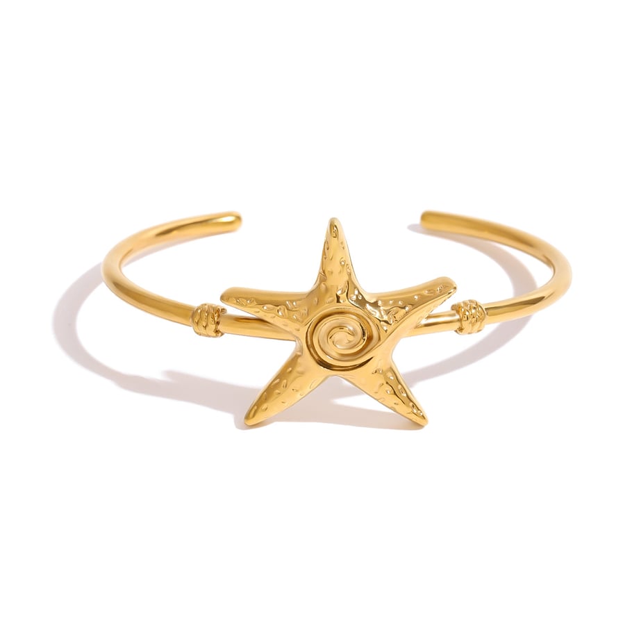 1 Piece Classic Series Natural Star Stainless Steel 18K Gold Plated Women Bangles Picture4