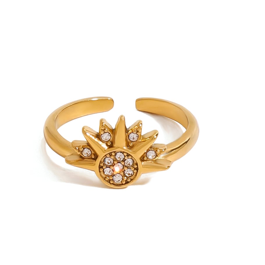 1 Paar verstellbare Ringe für Damen im Sonne/Mond-Stil der ethnischen Serie im Ins-Stil aus Edelstahl mit Goldbeschichtung Bild8