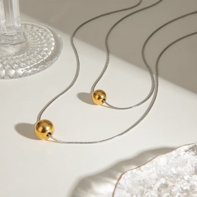 1 Piece Simple Series ins style round Stainless Steel 18K Gold Plated Women Pendant Necklaces h5 Picture3