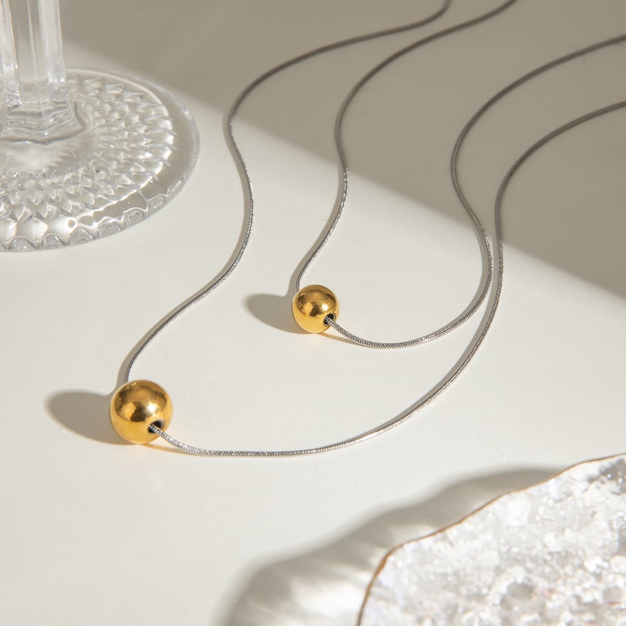 1 Piece Simple Series ins style round Stainless Steel 18K Gold Plated Women Pendant Necklaces Picture3