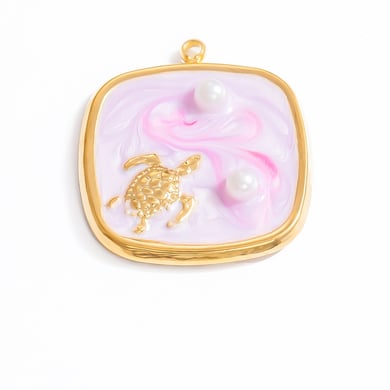 1 Piece Romantic Series Vacation Beach Marine Elements Oil-spot Glazing Stainless Steel Gold Color Shell Women's Pendants h5 Picture7