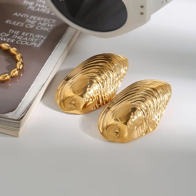 1 par de pendientes de botón de acero inoxidable dorado con diseño de tortuga natural de la serie clásica para mujer h5 Imagen4