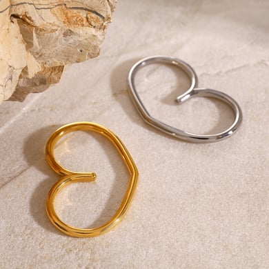1 Paar Simple Series Täglicher geometrischer Edelstahl 18 Karat vergoldeter Damen-Einzelring h5 Bild5