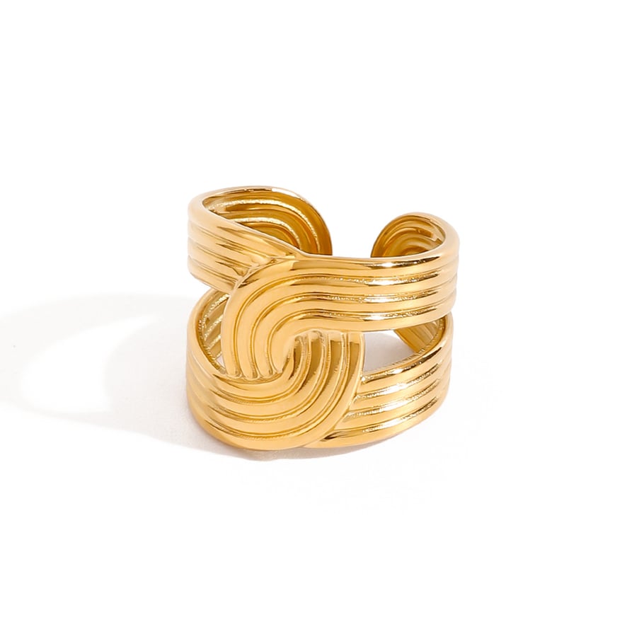 1 Stück Simple Series Ins Style Line Edelstahl Goldfarbene verstellbare Damenringe Bild9