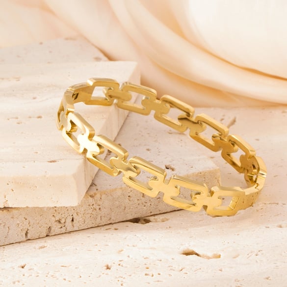 Braccialetti da donna in acciaio inossidabile color oro, serie semplice, classici, patchwork, 1 pezzo
