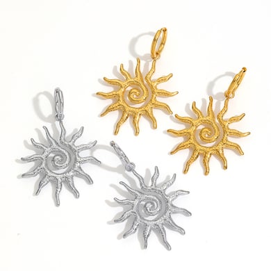 1 Paar Ohrstecker im Sonne/Mond-Stil, 18 Karat vergoldet h5 Bild4