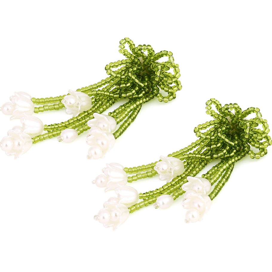 1 Pair Romantic Beaded Flower Tassel Earrings Picture4