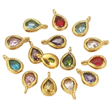 1 par de colgantes de acero inoxidable con diamantes de imitación chapados en oro de 18 quilates con forma de gota elegante y romántica para mujer h5 Imagen6