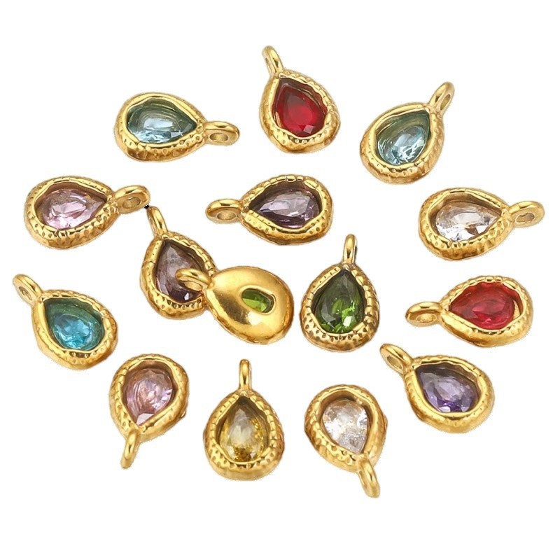 1 par de colgantes de acero inoxidable con diamantes de imitación chapados en oro de 18 quilates con forma de gota elegante y romántica para mujer Imagen6