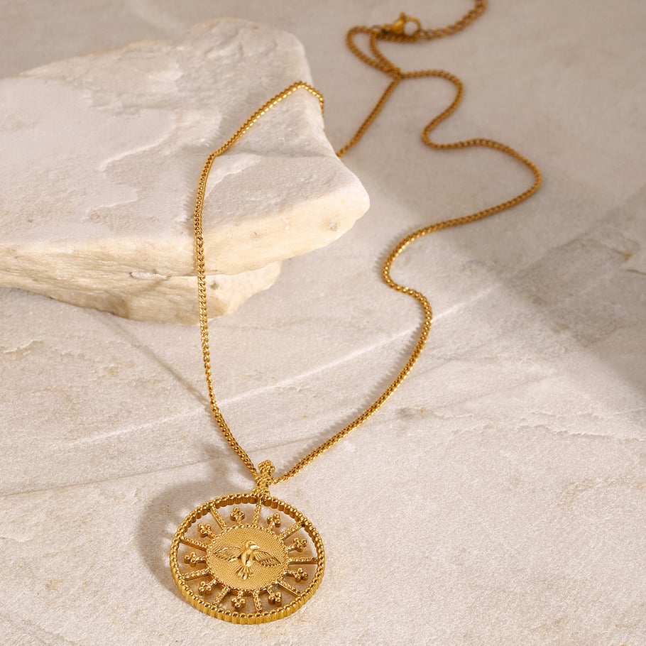 1 Piece Ethnic Series Retro Animal Stainless Steel 18K Gold Plated Women Pendant Necklaces Picture5