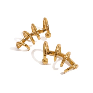 1 Paar Simple Series Retro Geometrischer Edelstahl 18 Karat vergoldete Damen-Clip-On-Ohrringe h5 Bild7