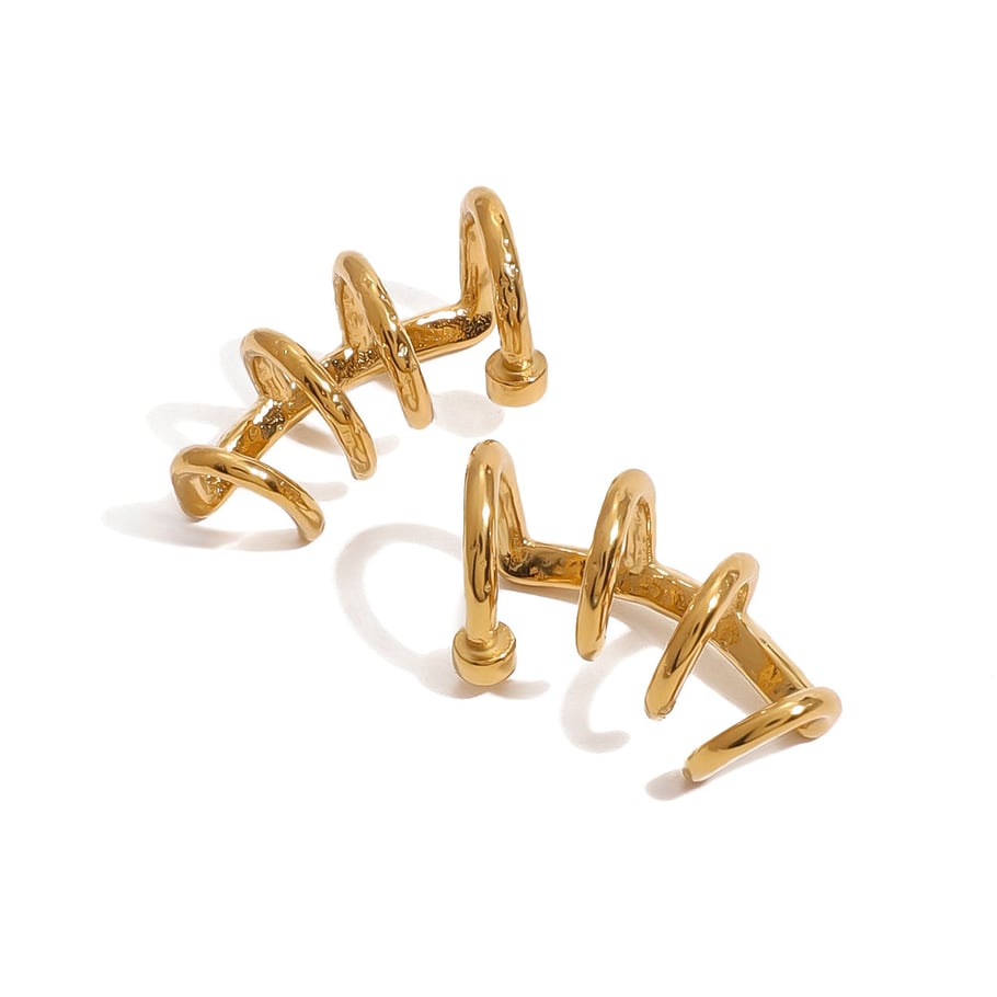 1 Paar Simple Series Retro Geometrischer Edelstahl 18 Karat vergoldete Damen-Clip-On-Ohrringe Bild7