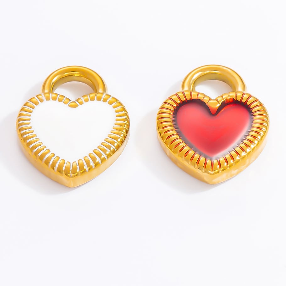 1 Pair Classic Series Colorful Glass Heart Stainless Steel Gold Color DIY Women's Pendants Picture4