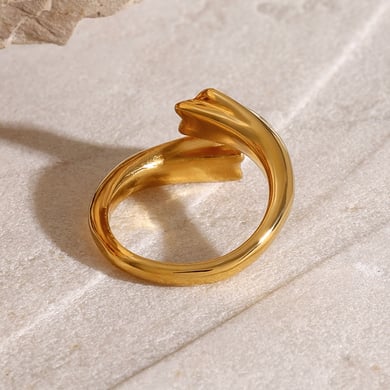 1 Pair Simple Series ins style Pentagram Stainless Steel 18K Gold Plated Rhinestone Women Adjustable Rings h5 Picture4