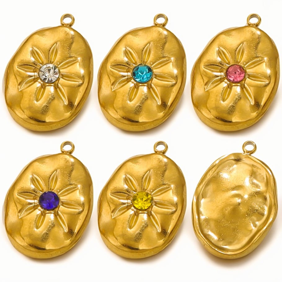 1 Piece Simple Series Elegant Sun Stainless Steel Elliptical Gold Color Women's Pendants Picture6