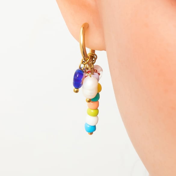 1 Pair Romantic Series Cute Heart Stainless Steel 18K Gold Color Plated Glass Women's Drop Earrings