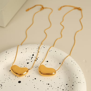 1 Piece Simple Series Simple Heart Stainless Steel 18K Gold Plated Women Pendant Necklaces h5 Picture5