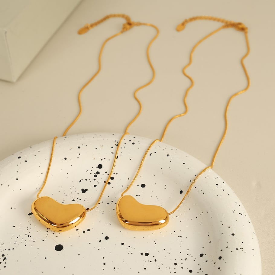 1 Piece Simple Series Simple Heart Stainless Steel 18K Gold Plated Women Pendant Necklaces Picture5