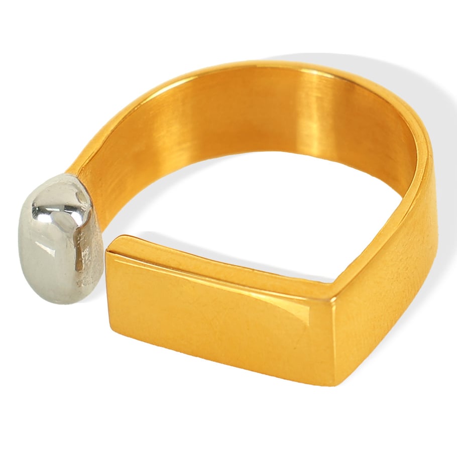 1 Pair Simple Series Simple Geometric Stainless Steel 18K Gold Plated Women Adjustable Rings Picture6