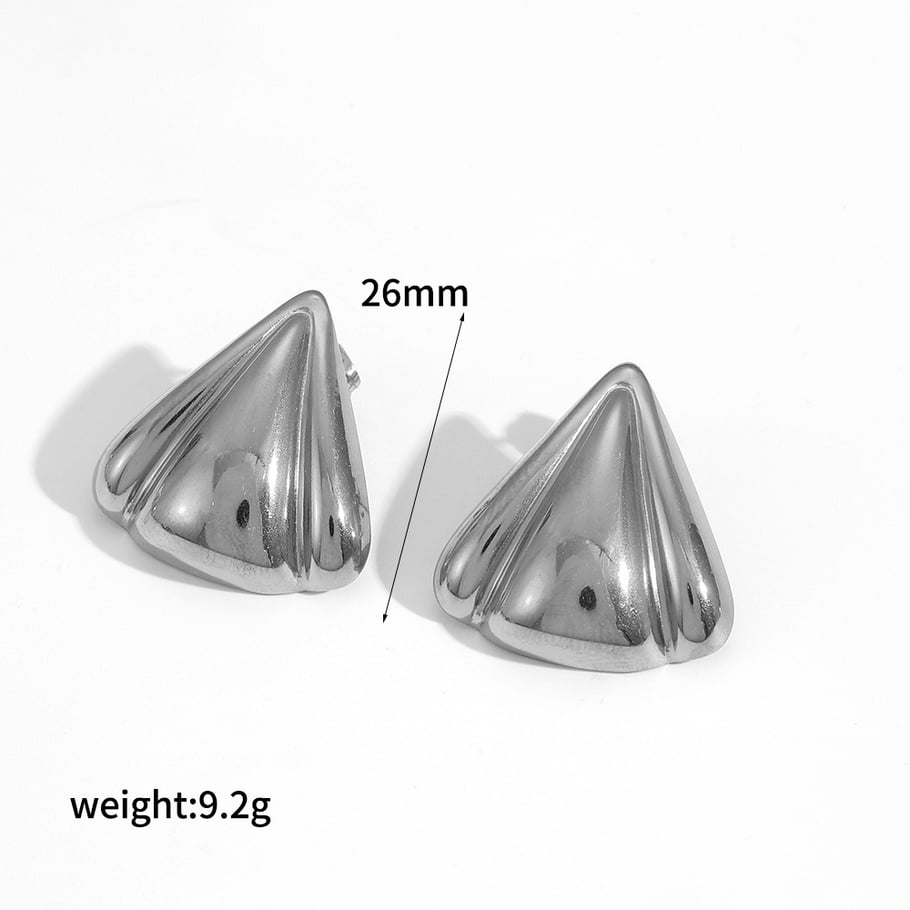 1 Pair Minimalist Series Ins Style Triangular Stainless Steel Gold Color Women's Stud Earrings Picture6