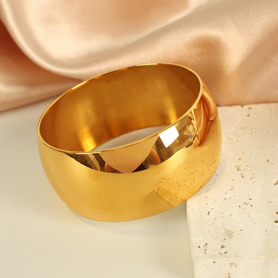 1 Piece Simple Series Simple Solid Color Stainless Steel 18K Gold Plated Women Bangles Picture4
