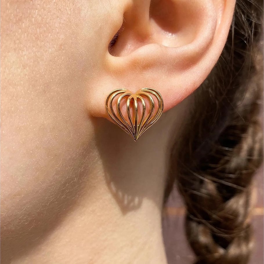 1 Pair Simple Series ins style Heart Stainless Steel 18K Gold Plated Women Stud Earrings Picture3