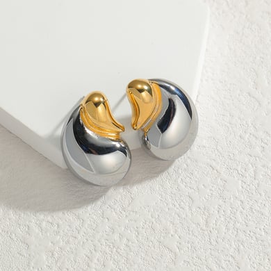 1 paire de boucles d&#39;oreilles à tige en acier inoxydable plaqué or 14 carats pour femme, style décontracté, série Simple h5 Image3