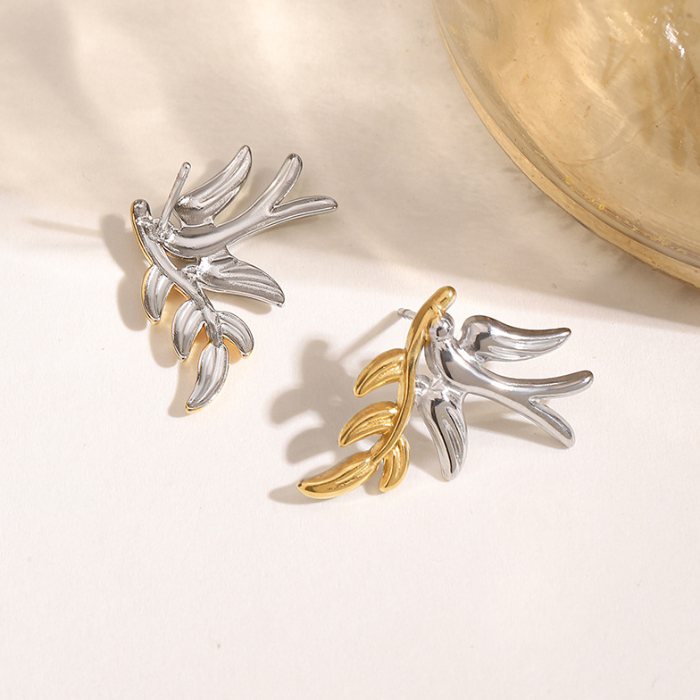 1 Pair Original Design Bird Shape Stainless Steel Women's Stud Earrings Picture5