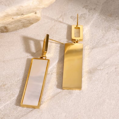 1 Pair Simple Series Classic Geometric Artificial Pearl 18K Gold Plated Shell Women Drop Earrings h5 Picture5
