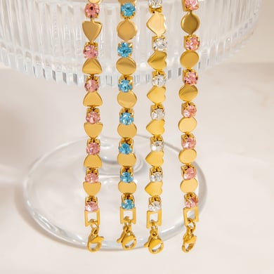 1 Stück Luxuriöse Serie Elegante Herz Titan Stahl Gold Farbe Damen Kettenarmbänder h5 Bild3