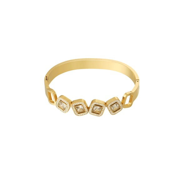 1 Piece Luxurious Series Elegant Square Stainless Steel Gold Color Women's Bangles 2