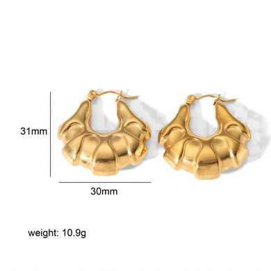 1 Paar einfache, runde Creolen aus Edelstahl mit 18 Karat Goldbeschichtung h5 Bild3