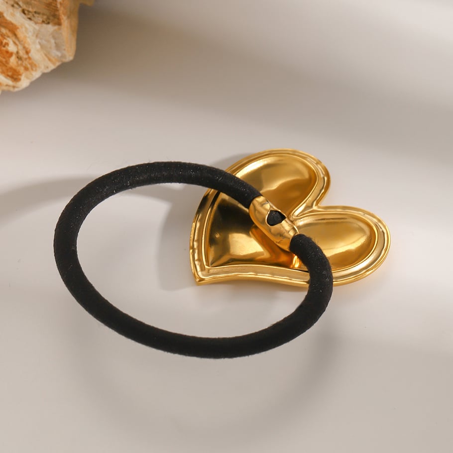1 Paar Simple Series Simple Heart Edelstahl 18 Karat vergoldete Haarbänder für Damen Bild3