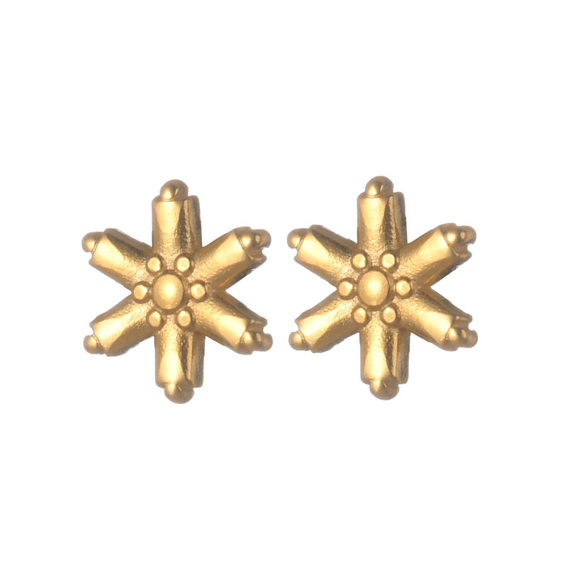 1 paire de boucles d&#39;oreilles à tige en acier inoxydable plaqué or 18 carats pour femme, série Simple, motif végétal classique Image5