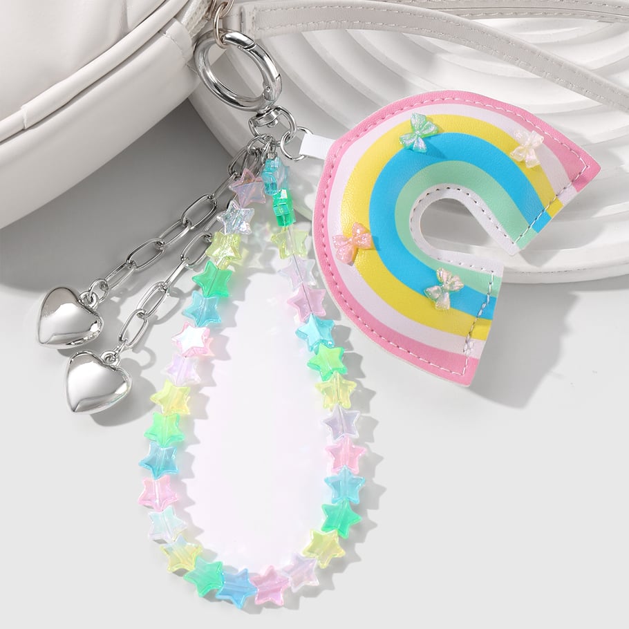 Leather Rainbow & Beaded Chain Women's Bag Charms Picture8