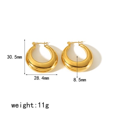 1 Paar einfache, runde Creolen aus Edelstahl mit 18 Karat Goldbeschichtung h5 Bild4