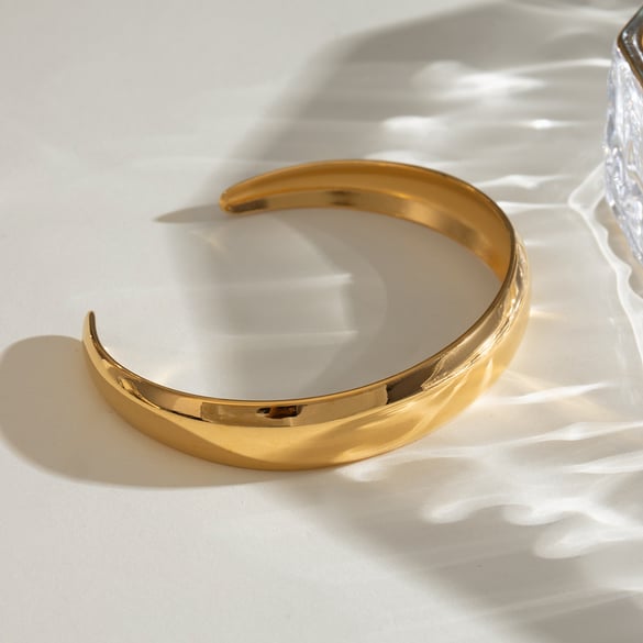Bracelet simple en acier inoxydable plaqué or 18 carats pour femme, 1 pièce 2