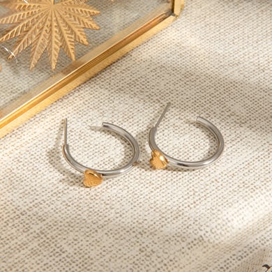 1 Paar Creolen aus der Romantic Series mit klassischem Herz-Design aus Edelstahl, vergoldet h5 Bild3